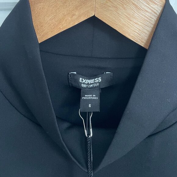 (NWT) Express Body Contour Black Thong Mock Neck Bodysuit - Picture 2 of 4